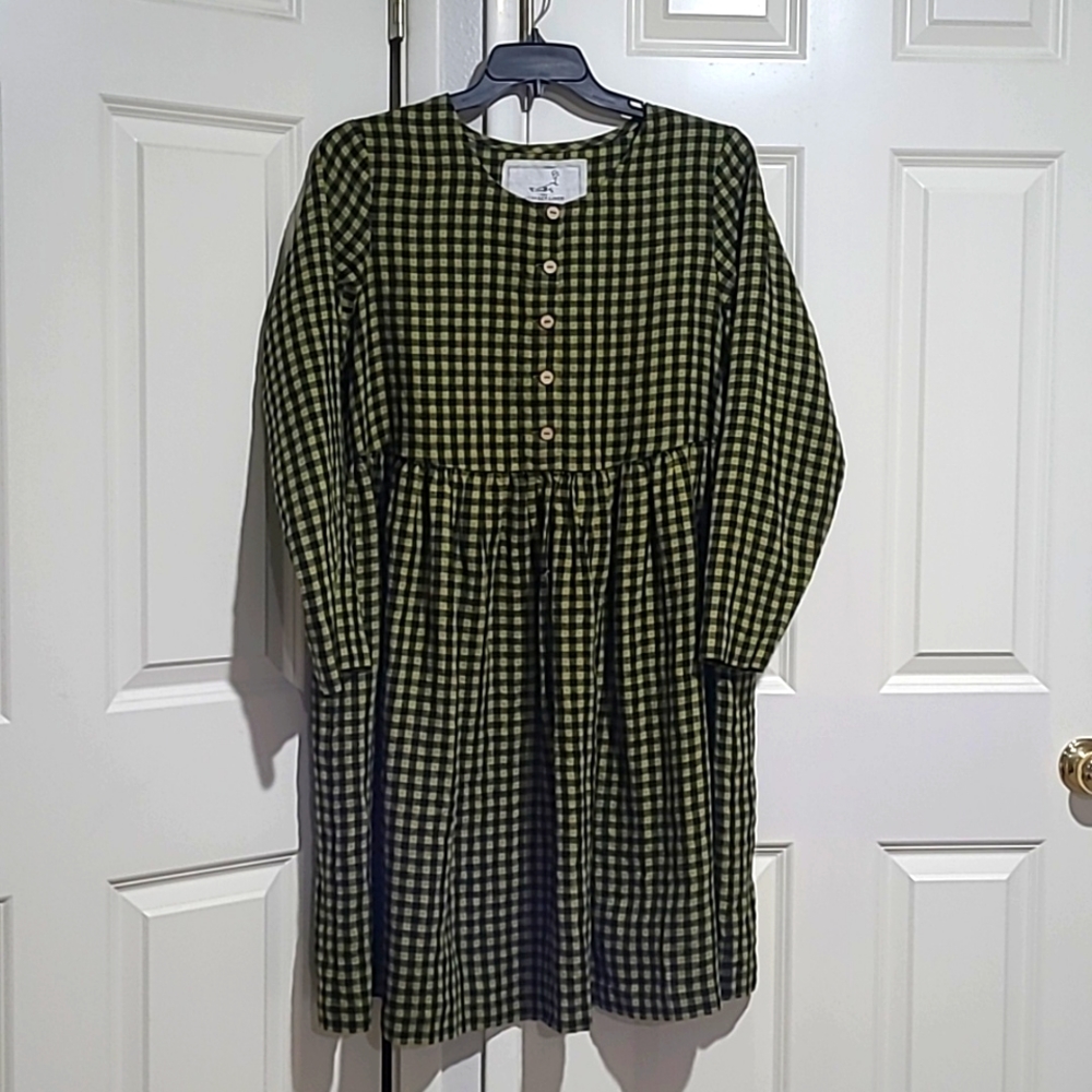 Npl mama dress yellow gingham L long sleeve